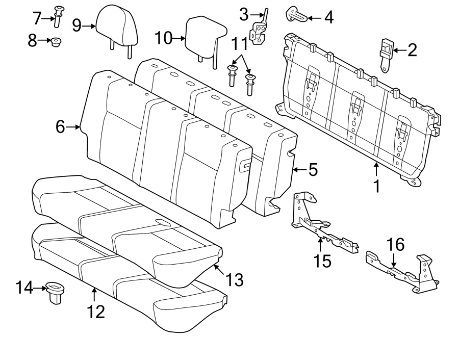 Diagram SEATS & TRACKS. REAR SEAT COMPONENTS. for your 2024 Toyota Camry  SE SEDAN 
