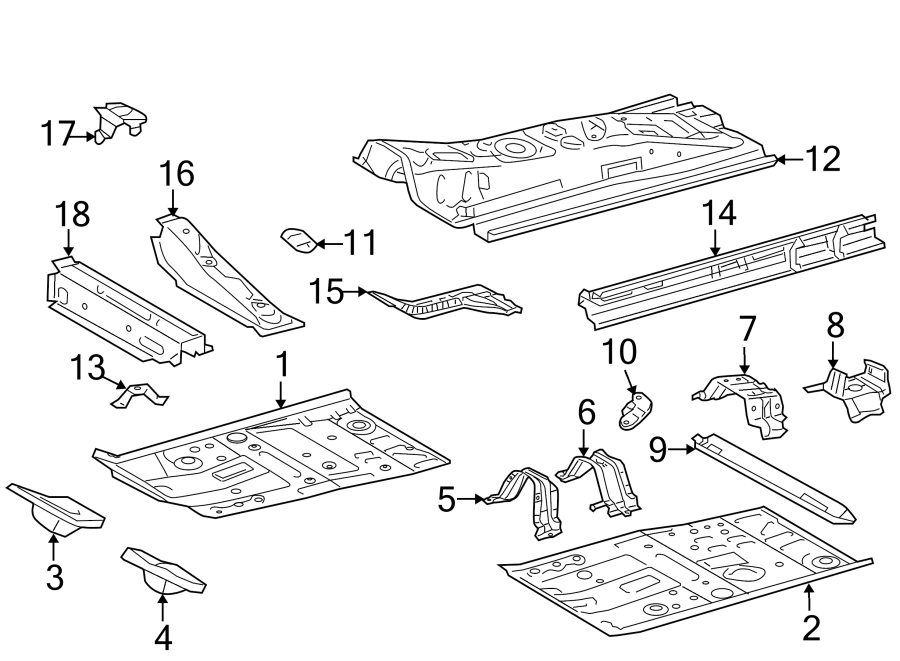 Diagram PILLARS. ROCKER & FLOOR. FLOOR & RAILS. for your 2006 Toyota RAV4   