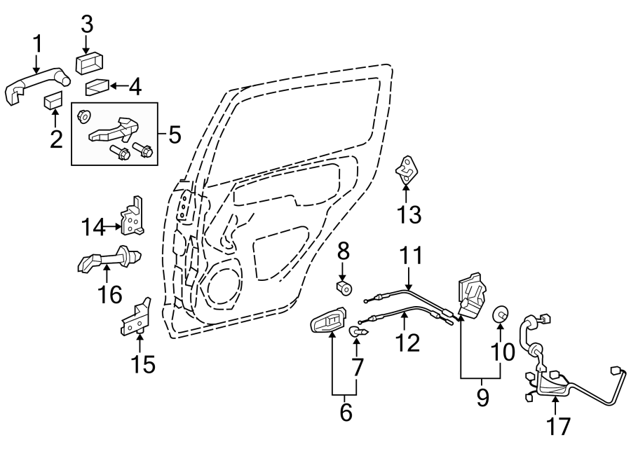 Diagram REAR DOOR. LOCK & HARDWARE. for your 2022 Toyota Camry   