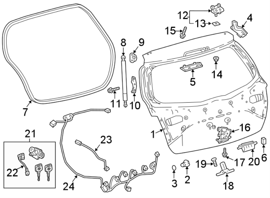 Diagram LIFT GATE. GATE & HARDWARE. for your 2012 Toyota Tundra 4.0L V6 A/T RWD Base Crew Cab Pickup Fleetside 