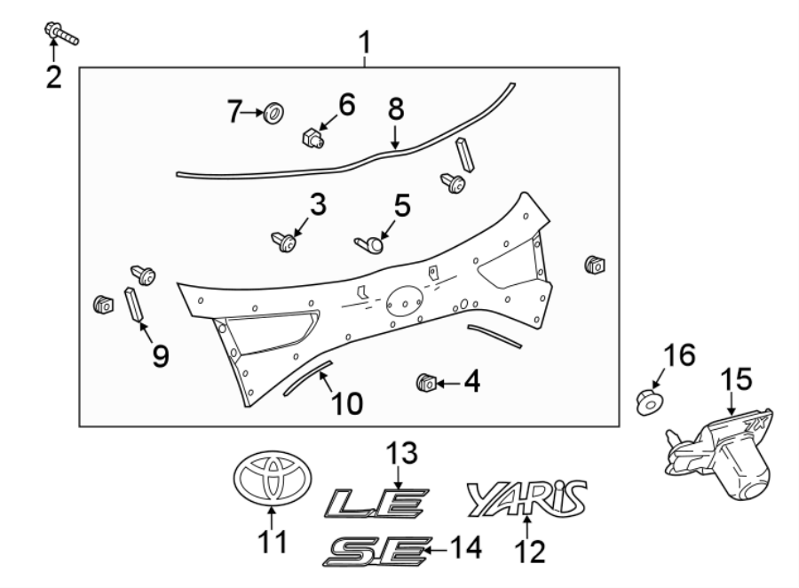 Diagram LIFT GATE. EXTERIOR TRIM. for your Toyota