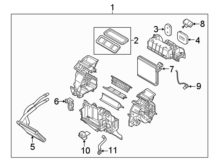 Diagram AIR CONDITIONER & HEATER. EVAPORATOR & HEATER COMPONENTS. for your Toyota Yaris  