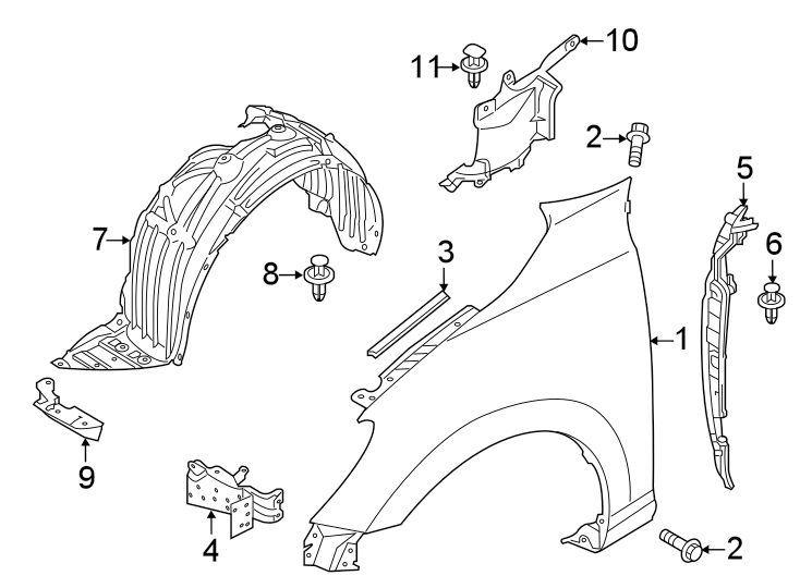 Diagram FENDER & COMPONENTS. for your Toyota Yaris  