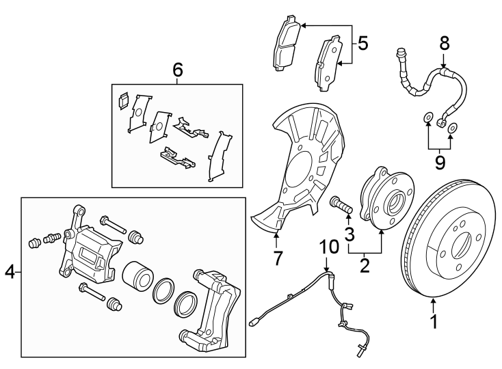 Diagram FRONT SUSPENSION. BRAKE COMPONENTS. for your 2006 Toyota Tacoma  Base Extended Cab Pickup Fleetside 