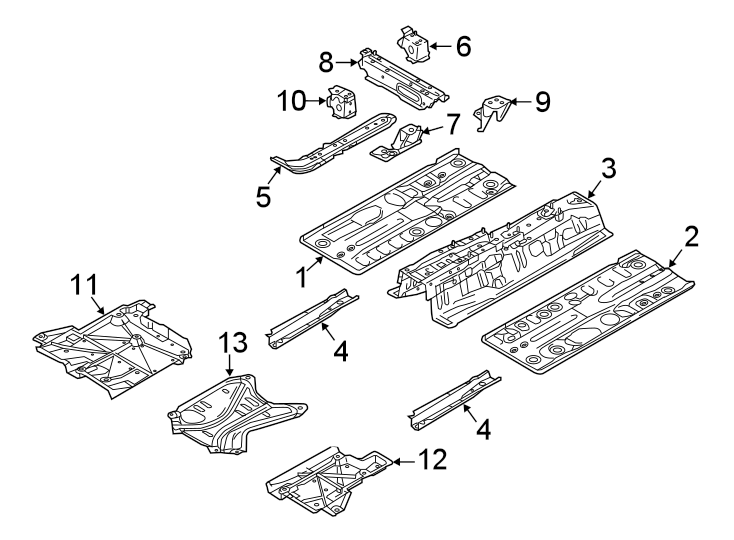 Diagram Pillars. Rocker & floor. Floor & rails. for your 2022 Toyota Highlander   
