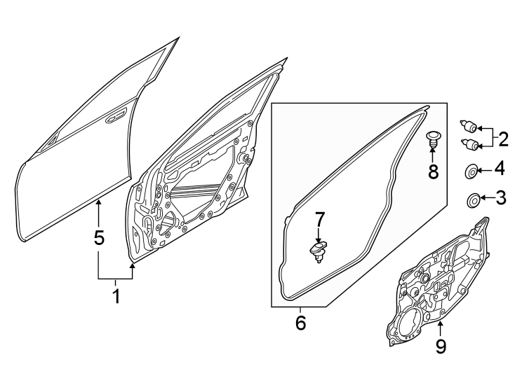 Diagram FRONT DOOR. DOOR & COMPONENTS. for your 2013 Toyota Prius   