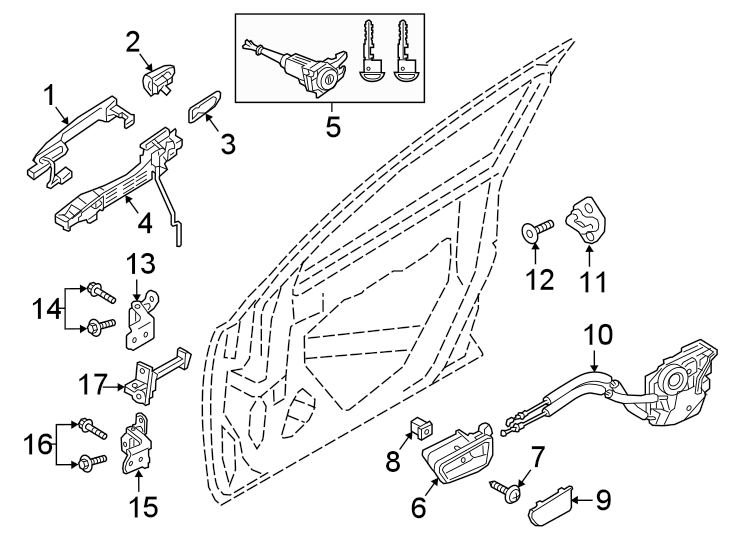 Diagram FRONT DOOR. LOCK & HARDWARE. for your 2013 Toyota Tacoma   