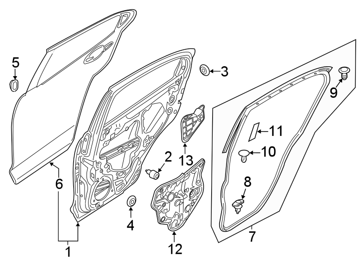 Diagram REAR DOOR. DOOR & COMPONENTS. for your Toyota Yaris  