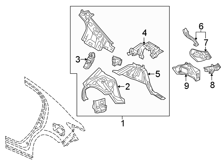 Diagram QUARTER PANEL. INNER STRUCTURE. for your 2004 Toyota RAV4   
