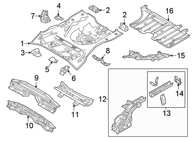 Diagram Rear body & floor. Floor & rails. for your 2022 Toyota RAV4   