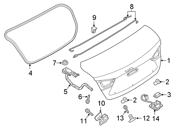 Diagram TRUNK LID. LID & COMPONENTS. for your 2004 Toyota Camry  LE SEDAN 