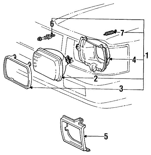 Diagram FRONT LAMPS. HEADLAMP COMPONENTS. for your 1988 Toyota PickUp   