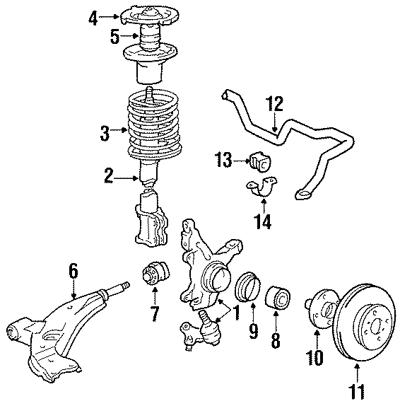 Diagram FRONT SUSPENSION. BRAKE COMPONENTS. STABILIZER BAR & COMPONENTS. SUSPENSION COMPONENTS. for your 1986 Toyota Land Cruiser   