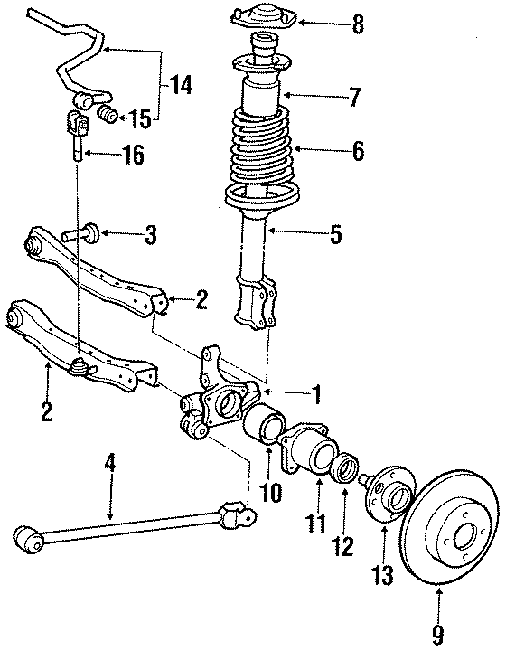 Diagram REAR SUSPENSION. BRAKE COMPONENTS. STABILIZER BAR & COMPONENTS. SUSPENSION COMPONENTS. for your 2004 Toyota Corolla   