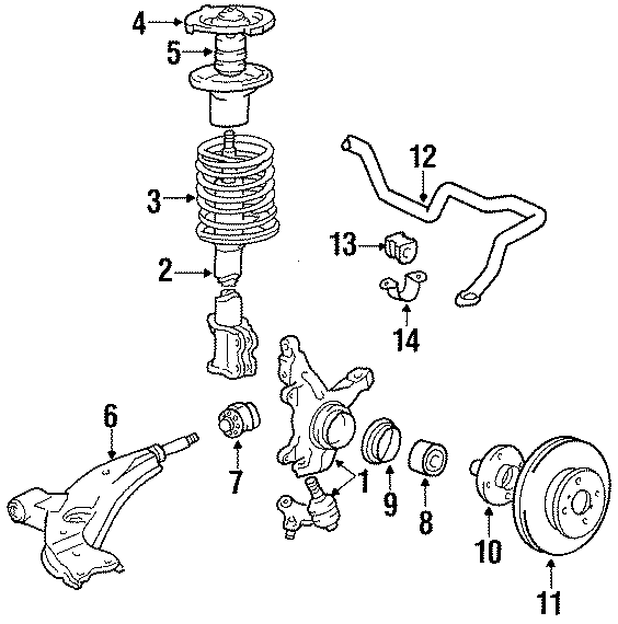 Diagram FRONT SUSPENSION. BRAKE COMPONENTS. STABILIZER BAR & COMPONENTS. SUSPENSION COMPONENTS. for your 1985 Toyota Celica   