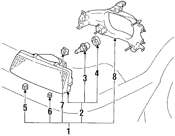 Diagram FRONT LAMPS. HEADLAMP COMPONENTS. for your 1990 Toyota Corolla   