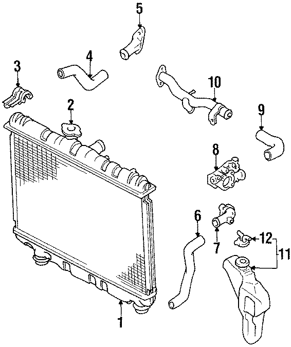 Diagram RADIATOR & COMPONENTS. for your 2014 Toyota Tundra 4.6L V8 A/T RWD SR Extended Cab Pickup Fleetside 