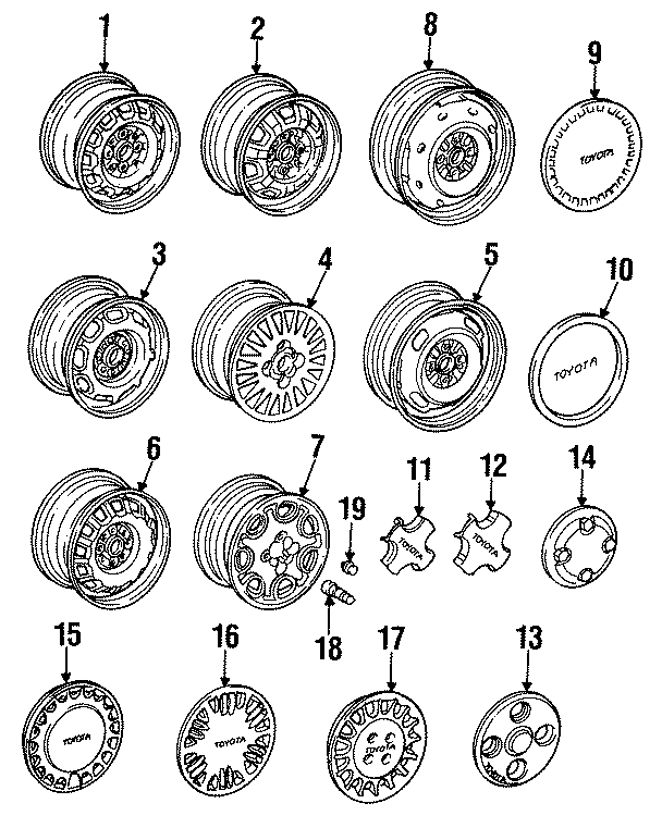 Diagram WHEELS. for your Toyota