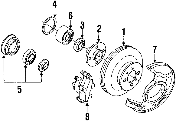 Diagram FRONT SUSPENSION. BRAKE COMPONENTS. for your 1986 Toyota PickUp   