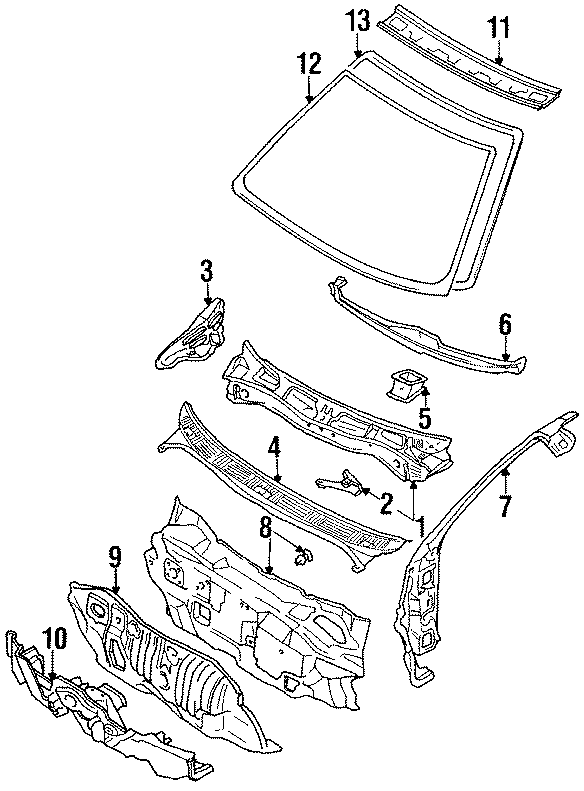 Diagram COWL & WINDSHIELD. for your 2017 Toyota Tundra 4.6L V8 A/T RWD SR Extended Cab Pickup Fleetside 