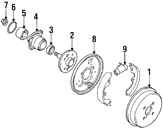 Diagram REAR SUSPENSION. BRAKE COMPONENTS. for your 2004 Toyota Corolla   