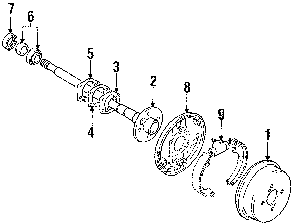 Diagram REAR SUSPENSION. BRAKE COMPONENTS. for your Toyota