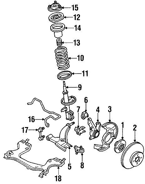 Diagram FRONT SUSPENSION. BRAKE COMPONENTS. SUSPENSION COMPONENTS. for your 2005 Toyota Tundra 4.7L V8 M/T RWD SR5 Extended Cab Pickup Fleetside 