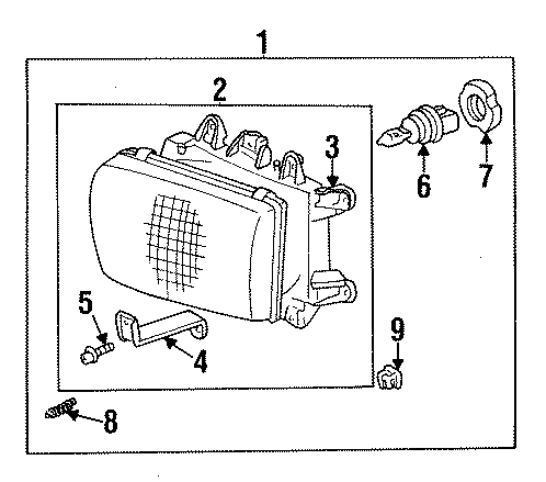 Diagram FRONT LAMPS. HEADLAMPS. for your 1991 Toyota Tercel  DLX Sedan 