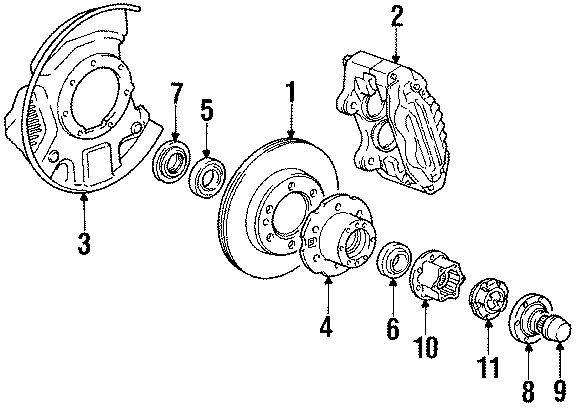 Diagram FRONT SUSPENSION. BRAKE COMPONENTS. for your 2021 Toyota Sequoia  Platinum Sport Utility 