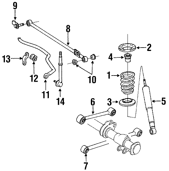 Diagram REAR SUSPENSION. STABILIZER BAR & COMPONENTS. SUSPENSION COMPONENTS. for your 1995 Toyota Corolla   