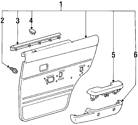 Diagram INTERIOR TRIM. REAR DOOR. for your 2008 Toyota Tacoma  Base Crew Cab Pickup Fleetside 