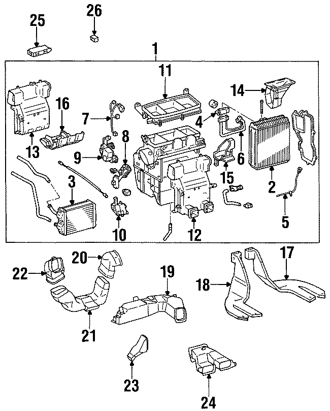 Diagram AIR CONDITIONER & HEATER. EVAPORATOR & HEATER COMPONENTS. for your 2012 Toyota Tundra  Base Extended Cab Pickup Fleetside 