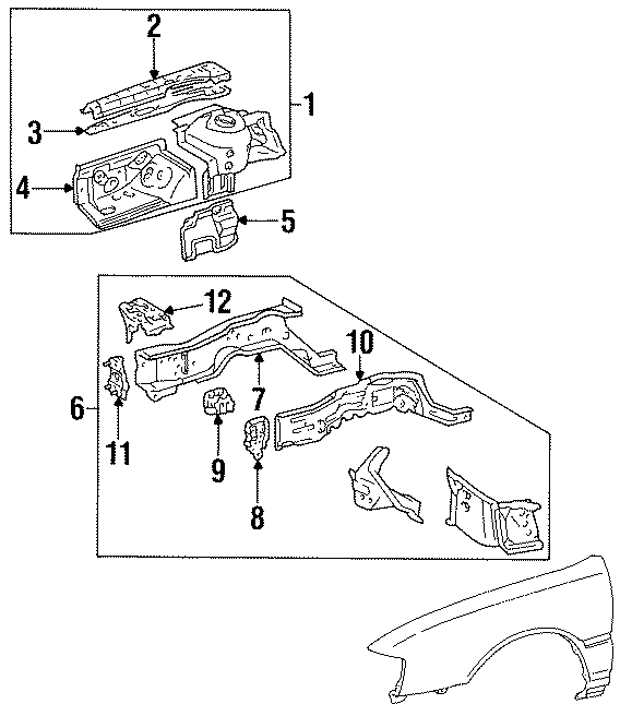 Diagram FENDER. STRUCTURAL COMPONENTS & RAILS. for your 2012 Toyota Prius v   