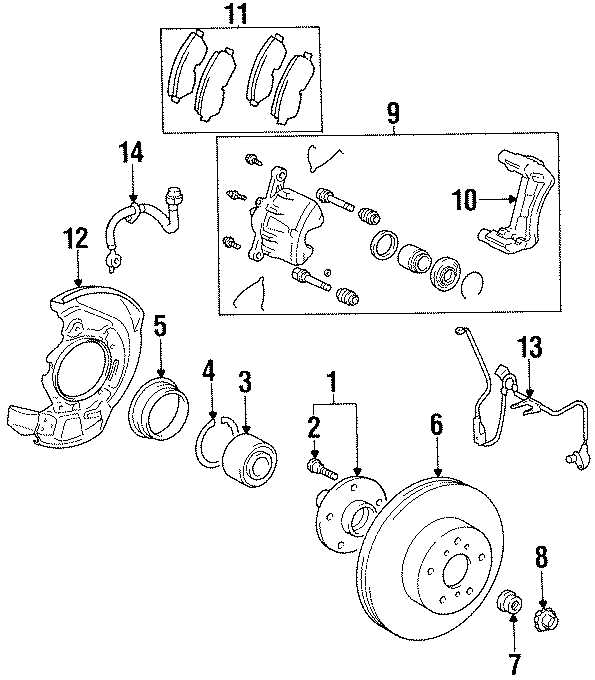 Diagram FRONT SUSPENSION. BRAKE COMPONENTS. for your 2022 Toyota Prius Prime   