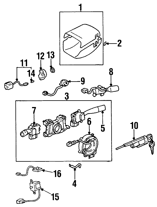 Diagram STEERING COLUMN. SHROUD. SWITCHES & LEVERS. for your 1994 Toyota 4Runner   