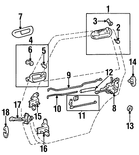 Diagram REAR DOOR. LOCK & HARDWARE. for your 2018 Toyota Yaris   