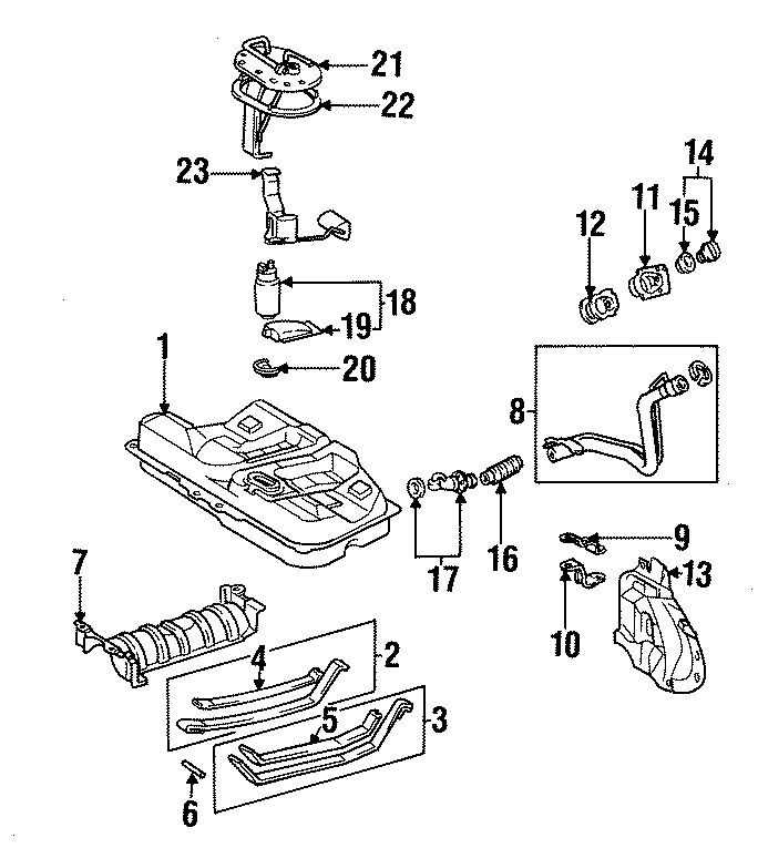 Diagram FUEL SYSTEM COMPONENTS. for your 1998 Toyota Avalon  XL Sedan 