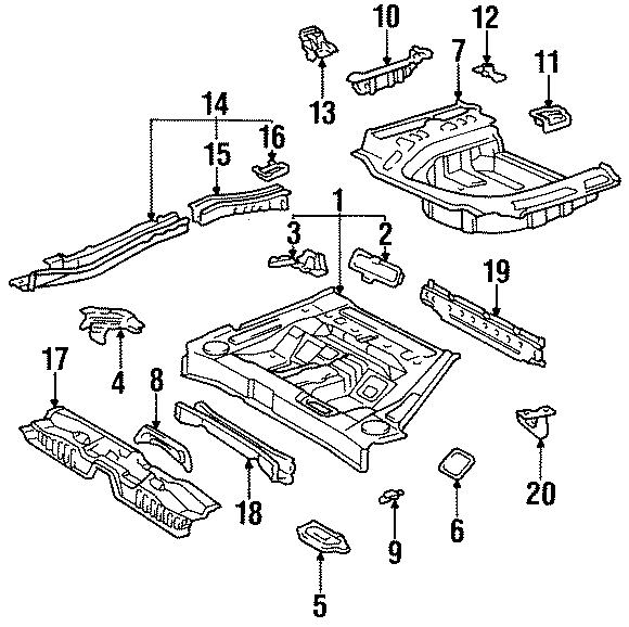 Diagram REAR BODY & FLOOR. FLOOR & RAILS. for your 2021 Toyota 4Runner   