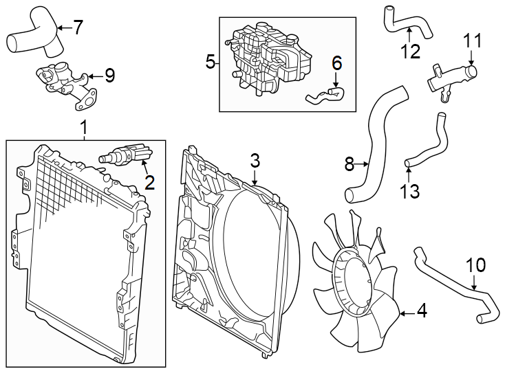 Diagram Radiator & components. for your 2022 Toyota Camry   