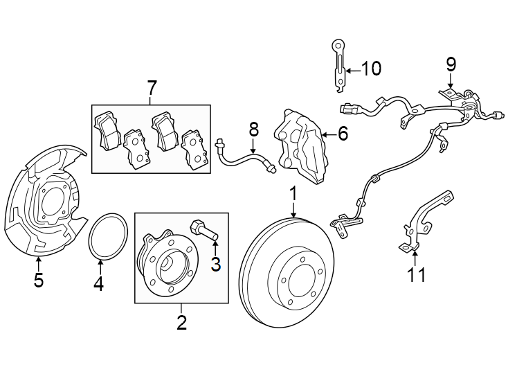 Diagram Front suspension. Brake components. for your 2019 Toyota Corolla   