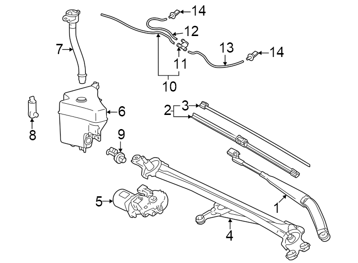 Diagram Windshield. Wiper & washer components. for your 2014 Toyota 4Runner   