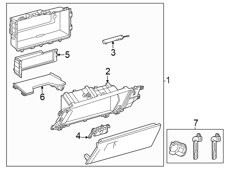 Diagram Instrument panel. Glove box. for your 2003 Toyota Avalon  XL Sedan 