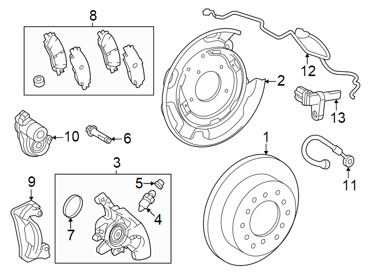 Diagram Rear suspension. Brake components. for your 2007 Toyota 4Runner   