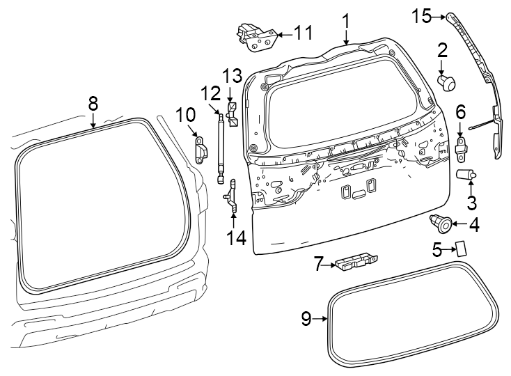 Diagram Lift gate. Gate & hardware. for your 2022 Toyota Camry  Hybrid XSE Sedan 