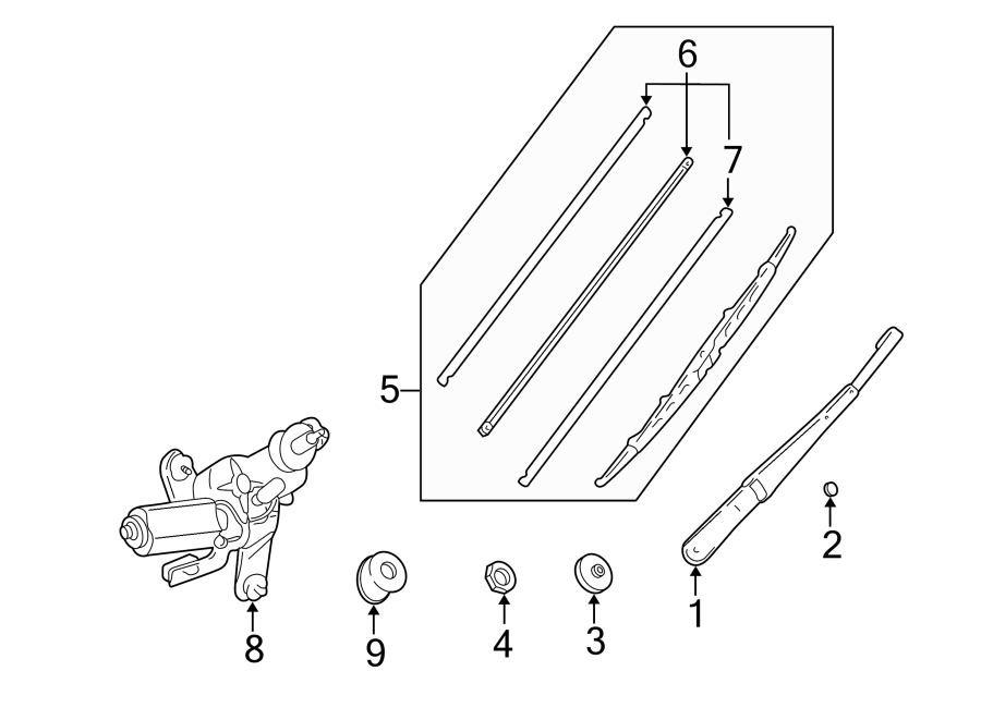 Diagram BACK DOOR. WIPER & WASHER COMPONENTS. for your 2014 Toyota Yaris   