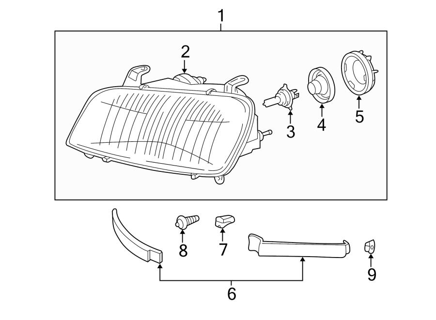 Diagram FRONT LAMPS. HEADLAMP COMPONENTS. for your 1997 Toyota RAV4   