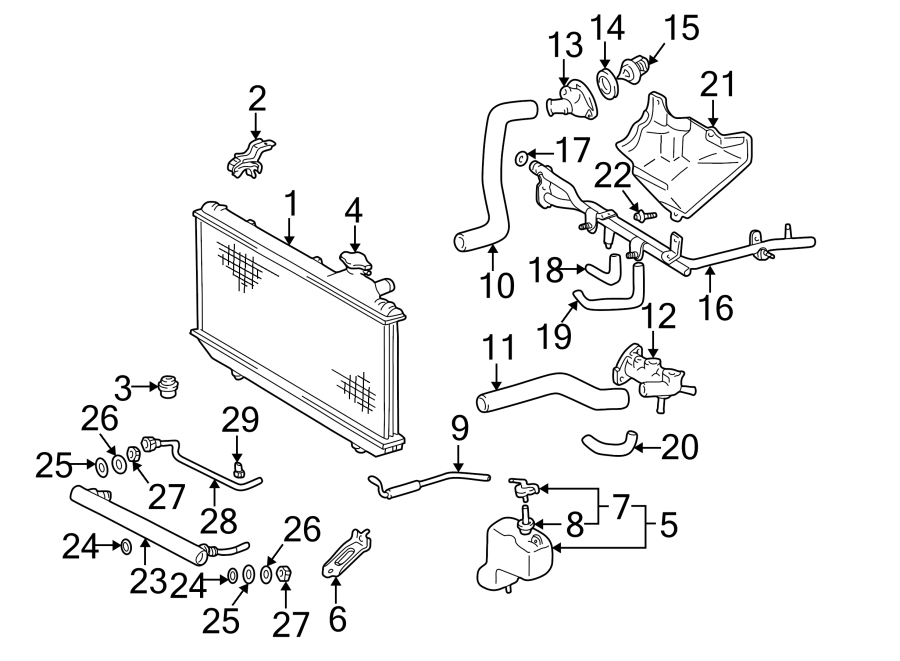 Diagram RADIATOR & COMPONENTS. for your 1994 Toyota Corolla   