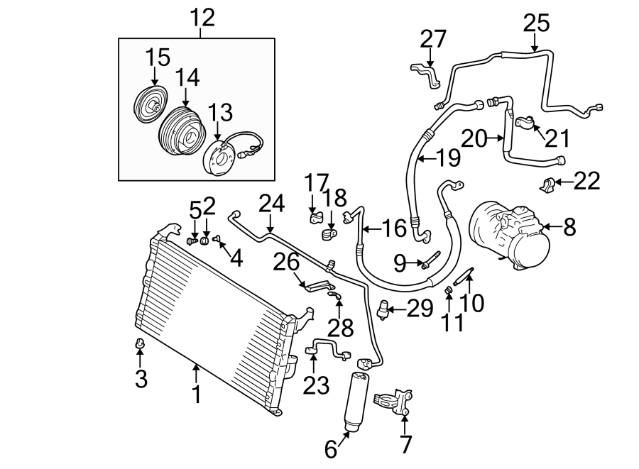 Diagram AIR CONDITIONER & HEATER. COMPRESSOR & LINES. for your 1992 Toyota Camry   