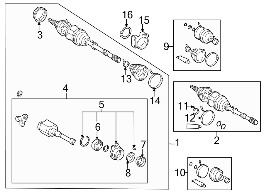 Diagram FRONT SUSPENSION. DRIVE AXLES. for your 2024 Toyota Corolla   