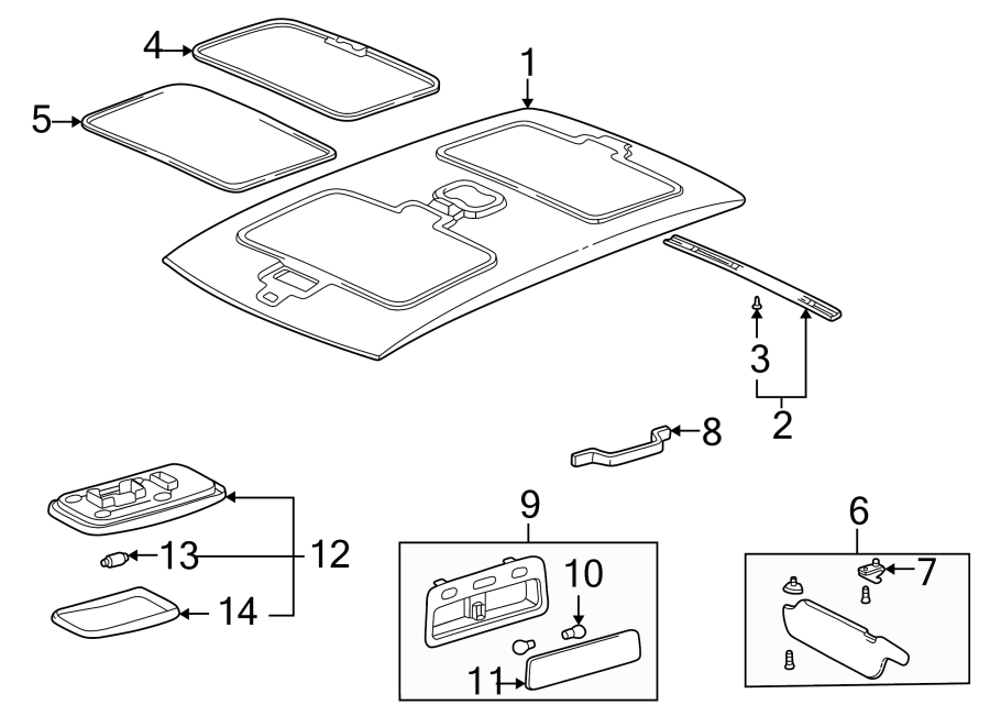 Diagram Roof. Interior trim. for your 2010 Toyota Sequoia  SR5 Sport Utility 